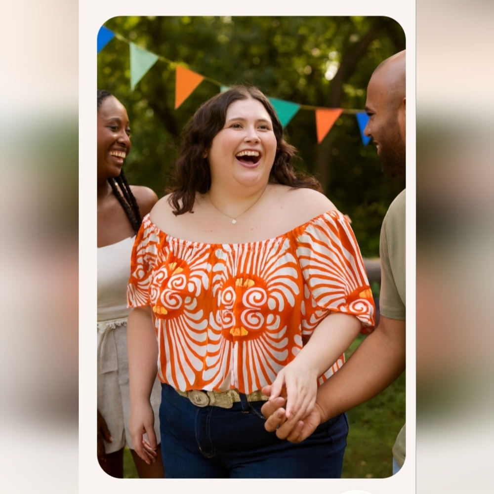 Ashley Stewart Vibrant Orange Off-Shoulder Blouse
